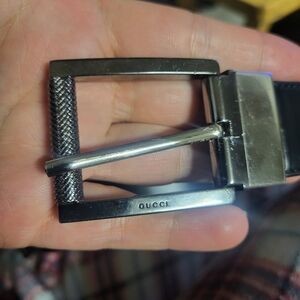 Gucci Black and Silver Buckle Belt A Few Scratches In The Bukl 2 Face Blak Braun
